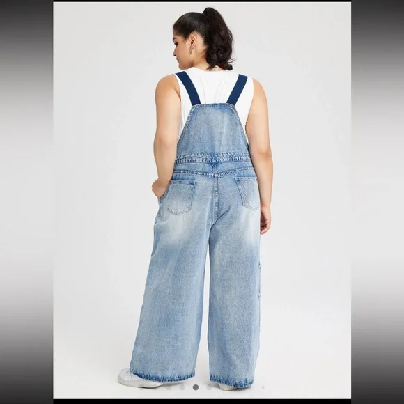 Women's Blue Denim Overalls - Picture 2 of 6